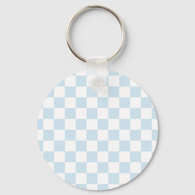 Pastellblau und Weiß Schlüsselanhänger (Vorderseite)