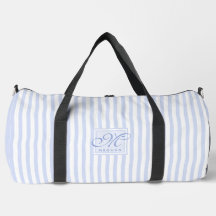Pastellblau und weiße Streifen - Mit Monogramm