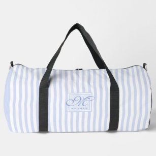 Pastellblau und weiße Streifen - Mit Monogramm Duffle Bag