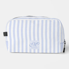 Pastellblau und weiße Streifen - Mit Monogramm Waschbeutel