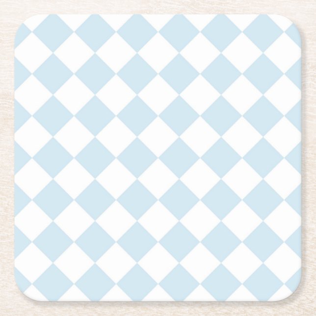 Pastellblau und Weißer Diamant Prüfmuster Rechteckiger Pappuntersetzer (Vorderseite)
