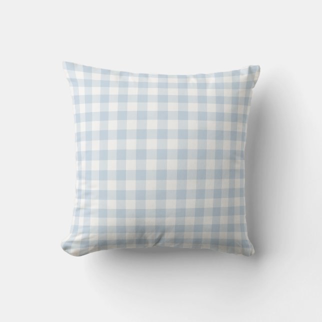 Pastellblau und weißes Gingham-Muster geprüft Kissen (Vorderseite)