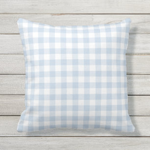 Pastellblau und weißes Gingham-Muster geprüft Kissen