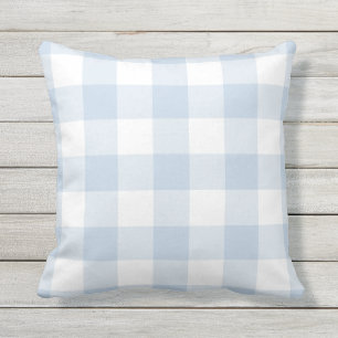 Pastellblau und weißes Gingham-Muster geprüft Kissen