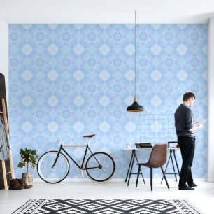 Pastellblau Wasserfarbe Geometrisch Tapete