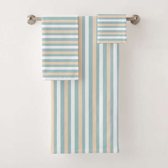Pastellblau, weiß und rot badhandtuch set (Insitu)