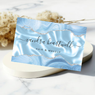 Pastellblaue Achat-Silber-Glitter-Luxus Visitenkarten