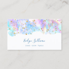 Pastellblaue Aquarellkarte Glitzer Visitenkarte