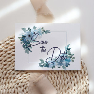 Pastellblaue Aquarellrosen Save The Date