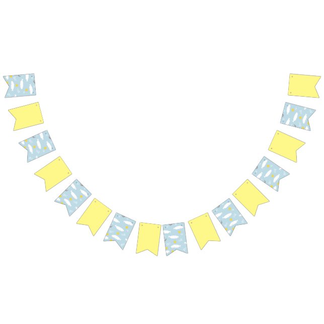 Pastellblaue Beluga-Wal-Sterne Babyduschdesign Wimpelkette (Alle)