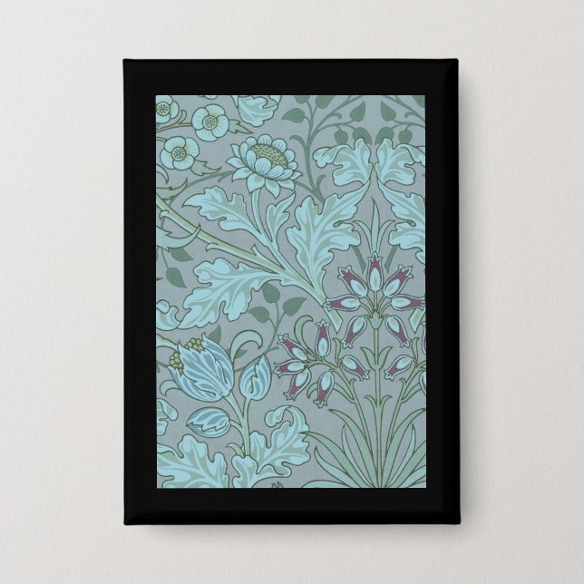 Pastellblaue Dekorative Blumen  Button (Vorderseite)