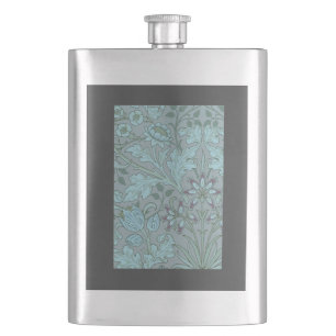 Pastellblaue Dekorative Blumen Flachmann