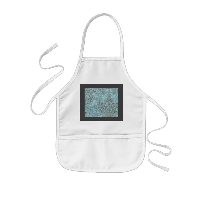 Pastellblaue Dekorative Blumen  Kinderschürze (Vorne)