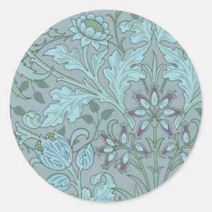 Pastellblaue Dekorative Blumen Runder Aufkleber