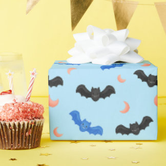 Pastellblaue Fledermaus Gruselig Süße Kinder Gebur Geschenkpapier