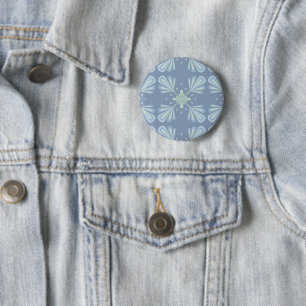 Pastellblaue florale abstrakte Wiederholung Button