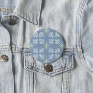 Pastellblaue florale abstrakte Wiederholung Button