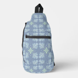 Pastellblaue florale abstrakte Wiederholung Crossbody Bag