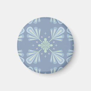 Pastellblaue florale abstrakte Wiederholung Magnet