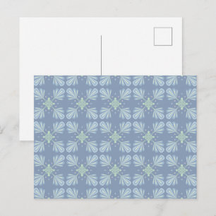 Pastellblaue florale abstrakte Wiederholung Postkarte
