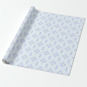 Pastellblaue geometrische Blumenseiten-Wiederholun Geschenkpapier