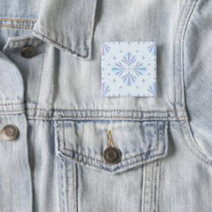 Pastellblaue geometrische Blumenwiederholung Button