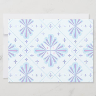 Pastellblaue geometrische Blumenwiederholung Feiertagskarte