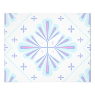 Pastellblaue geometrische Blumenwiederholung Fotodruck