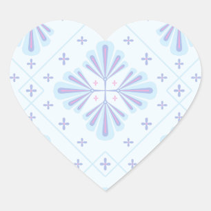 Pastellblaue geometrische Blumenwiederholung Herz-Aufkleber