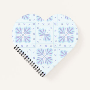 Pastellblaue geometrische Blumenwiederholung Notizbuch
