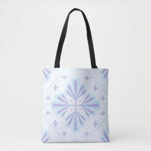 Pastellblaue geometrische Blumenwiederholung Tasche