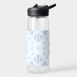 Pastellblaue geometrische Blumenwiederholung Trinkflasche