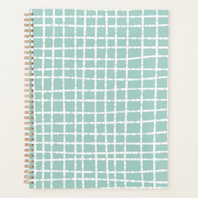 Pastellblaue Karo-Muster Soft und Stylisch Planer (Vorderseite)