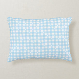Pastellblaue Karos Dekokissen