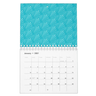 Pastellblaue Meeresmuschel-Silhouette Diagonale Li Kalender