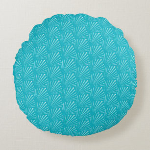 Pastellblaue Meeresmuschel-Silhouette mit diagonal Rundes Kissen