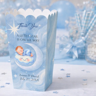 Pastellblaue Mond- und Sternen-Mitgebsel für Baby- Geschenkschachtel
