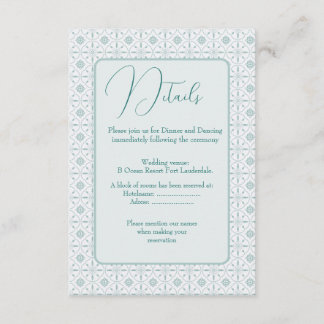 Pastellblaue Muster Hochzeitskarte Begleitkarte