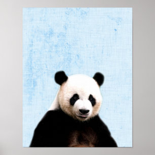 Pastellblaue Peekaboo-Panda-Minimalist-Nursery Poster