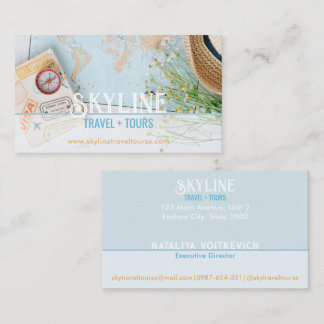 Pastellblaue Reisebüro-Visitenkarte Visitenkarte