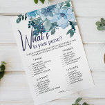 Pastellblaue Rose Blumenspiel, was in Ihrer Tasche Flyer<br><div class="desc">Was ist in deinem Brautparty Purse? Pastellblaue Aquarellblumensammlung von handbemalten wilden Rose. In unserem Zazzle-Shop finden Sie passende Artikel,  um Ihre Veranstaltungskollektion abzuschließen!</div>