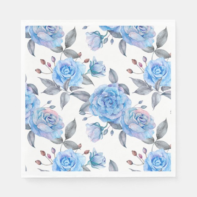 Pastellblaue Rose Serviette (Vorderseite)