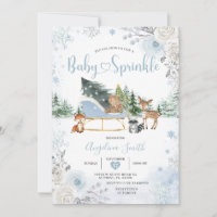Pastellblaue Schlitten-Wintertiere-Baby-Sprinkle