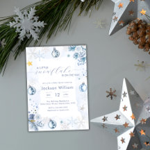 Pastellblaue Schneeblumen-Winter-Baby-Party
