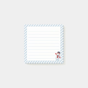 Pastellblaue Streifen, Niedlicher Schneemann Post-it Klebezettel