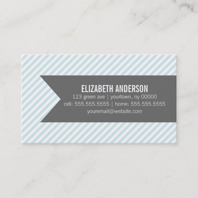Pastellblaue Streifen Visitenkarte (Vorderseite)