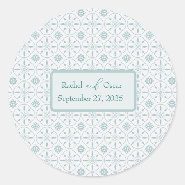 Pastellblaue Trauung Runder Aufkleber (Vorderseite)