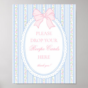 Pastellblaue Vintage-Fancy-Floral-Rezept teilen Poster