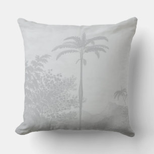 Pastellblaue Vintage-Palmen Boheme Kissen