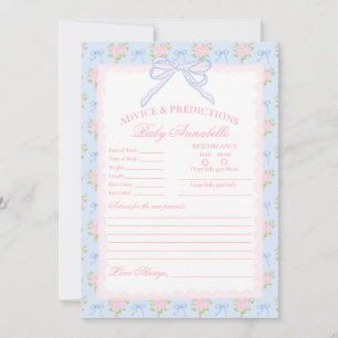 Pastellblaue Vintage-verschlungene Blumen-Kinder- Einladung